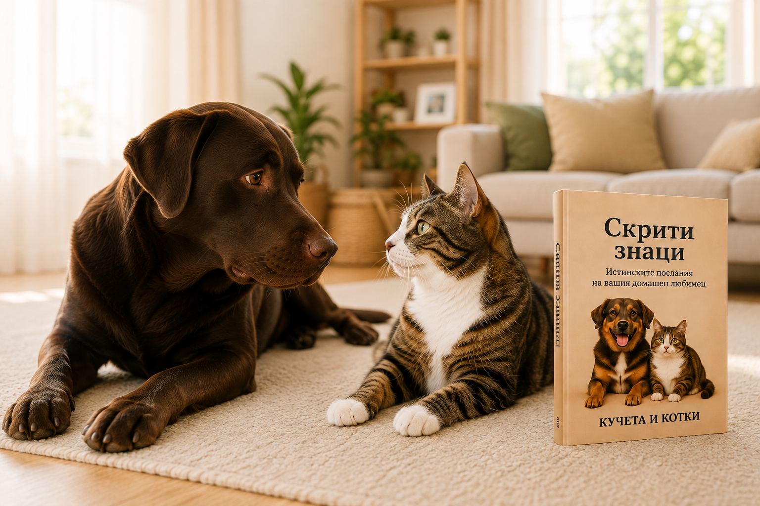 Куче, котка и книгата Скрити знаци в уютен дом